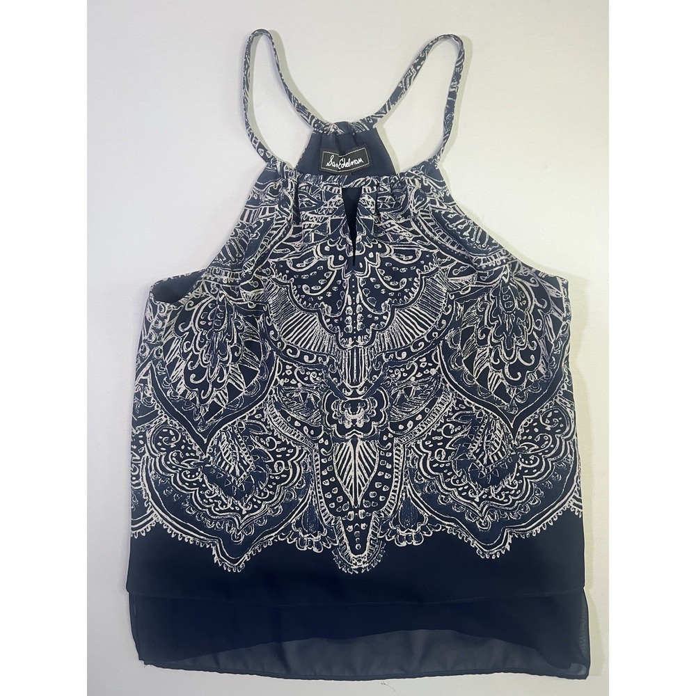 Sam Edelman Women's Navy Blue Style Sleeveless Printed Blouse Size Small